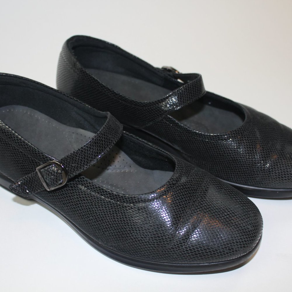 SAS Maria Black Snake Print Leather Mary Jane Comfort Womens Shoes Size 8.5 WW - Picture 2 of 10